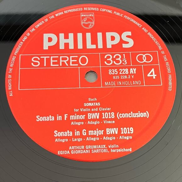 Bach 6 Suonate A Cembalo Certato E Violino Solo 2xLP Box 1969 Philips 835 227/8 - Picture 10 of 12